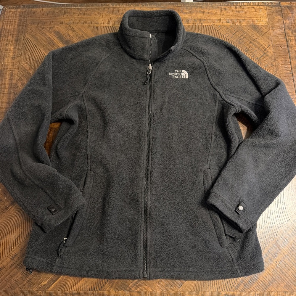North Face Jacket Women Large Khumbu Heavy Fleece Black Full Zip Outdoor Hiking